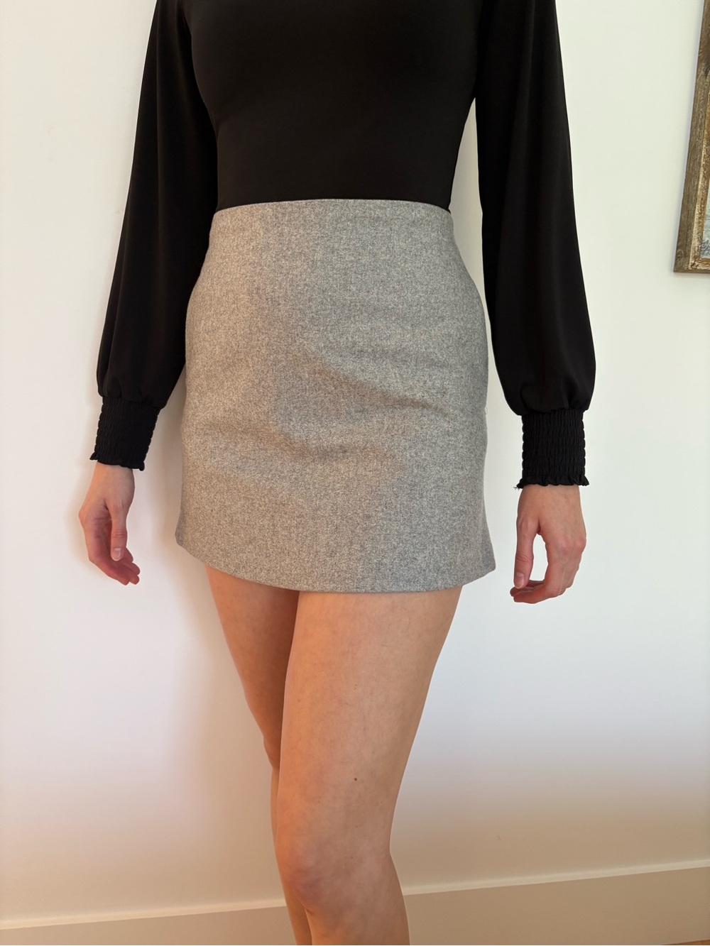 Wilfred Gray Wool-Blend Mini Skirt with Pockets